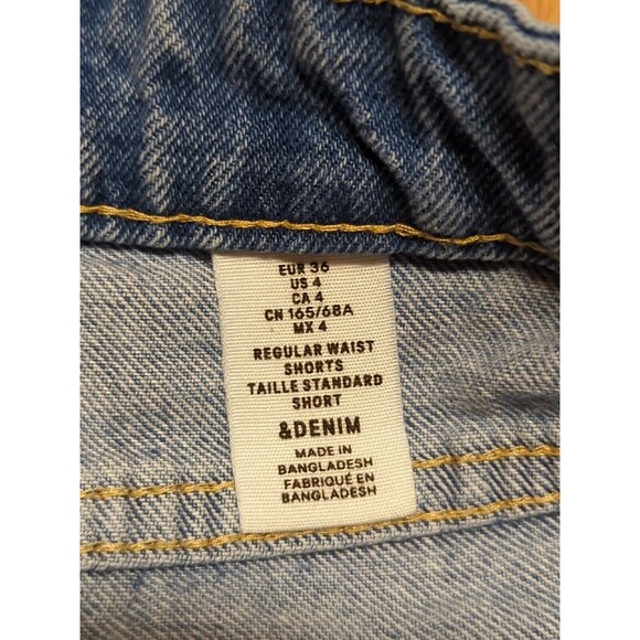 H & M Denim Shorts Womens Size 4 Rolled Up Cutoffs Medium Wash Mid Rise - Picture 7 of 8